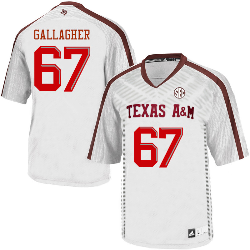 Men #67 Galen Gallagher Texas A&M Aggies College Football Jerseys Sale-White - Click Image to Close